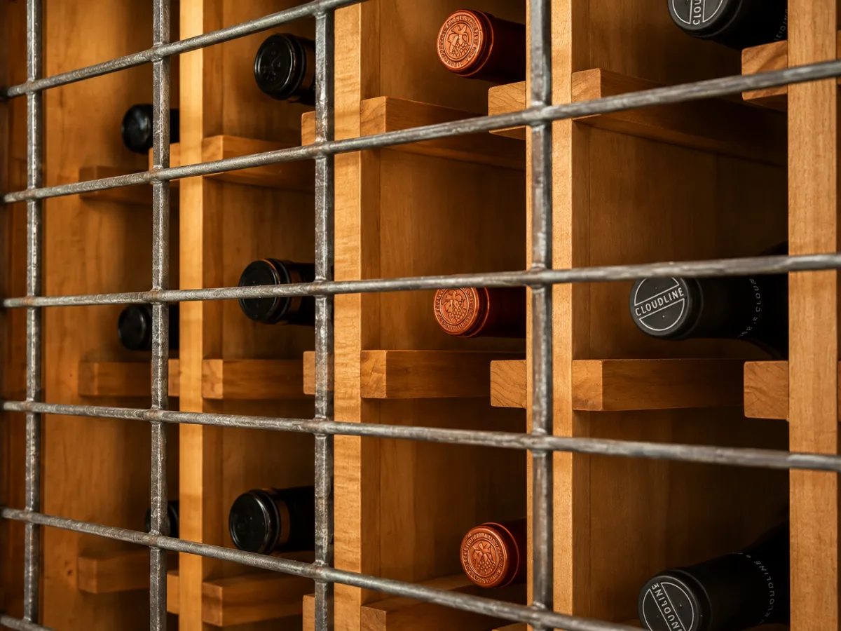 Wine and spirits display at Uncle Chops Food Court in Weslaco, Texas